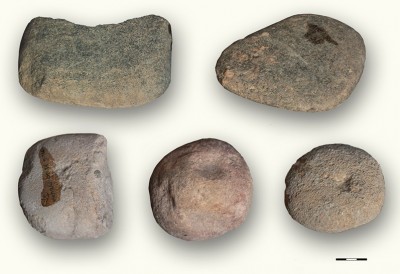 Figure 4. Selection of ground stone tools from Vlasac (Serbia); photographs by E. Cristiani. 